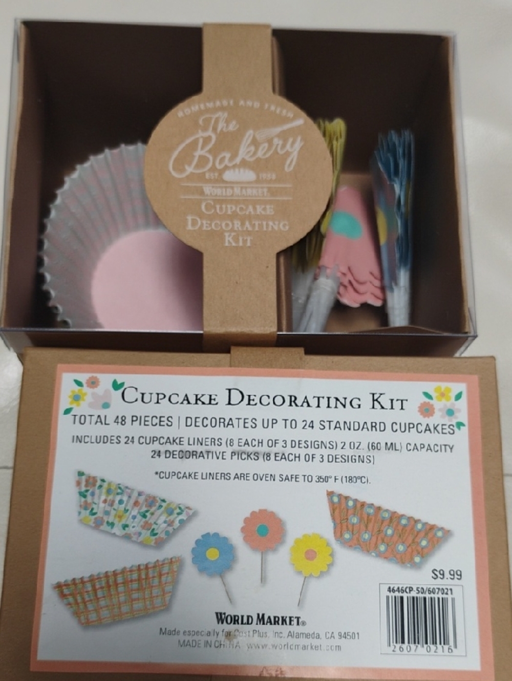 Cost Plus World Market Pink Floral Cupcake Decorating Kits with Multicolor Picks